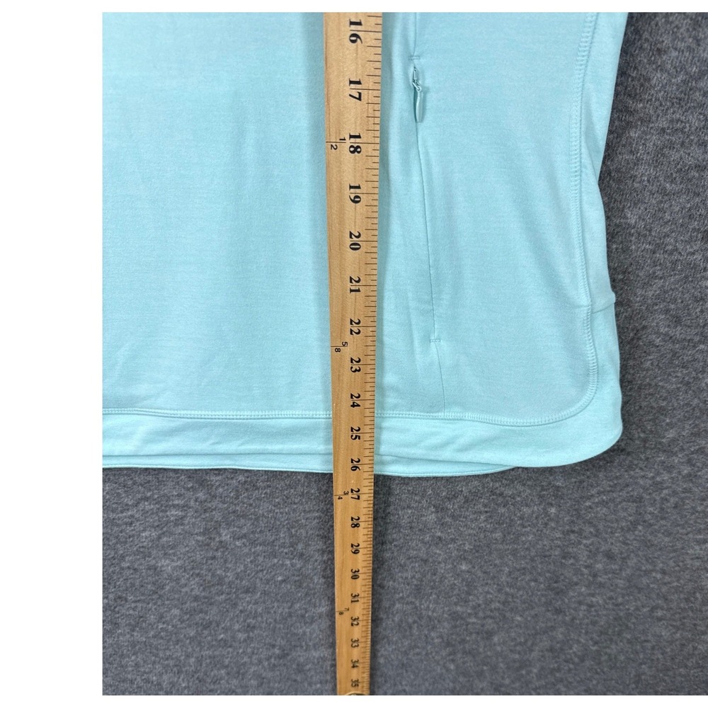 Tommy Bahama IslandZone Pullover‎ Women M Aqua Funnel Neck Zip Pockets Coastal - Picture 6 of 8